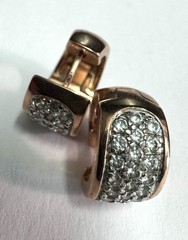 Vintage PAJ CZ China Rose Gold Tone Pave CZ Huggie Hoop Earrings