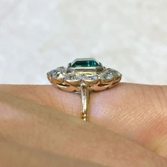 Vintage Art Deco Style Emerald Lab Created Diamond Wedding 14K Gold Finish Ring
