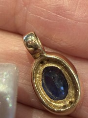 Vintage 14K Yellow Gold Natural Sapphire & Diamond Pendant