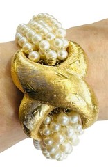Vintage 18k Yellow Gold Nine Strand Akoya 4.7 mm x 4.5 mm Pearl Bracelet 7.5″