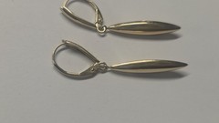 Solid 14kt Gold Earrings Elongated Dangle Lever hoop back Vintage Jewelry Summer