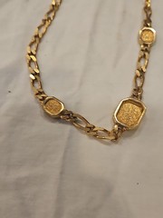 Vintage Christian Dior Classic Logo Black Rhinestone Gold Chain Necklace 18 In