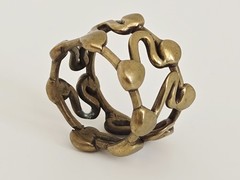 VTG Brutalist Modernist Brass Abstract Drippy Free Form Wide Band Ring 6 1/2