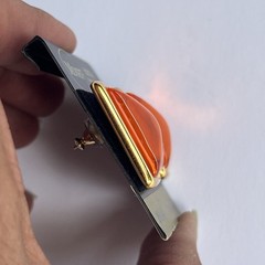VTG Monet 80s 90s Square Orange Lucite Gold Tone Pierced Earrings New Old Stock