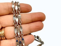Vintage Necklace Silver Tone Dimpled Link Necklace Long 40 in chain Boho 1970s