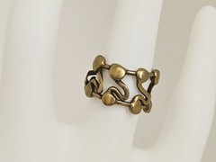 VTG Brutalist Modernist Brass Abstract Drippy Free Form Wide Band Ring 6 1/2
