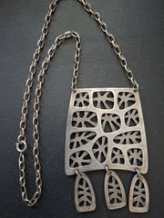 Rare Vtg Signed Louis Giusti Abstract 1960 Pendant Necklace Modernist/Brutalist