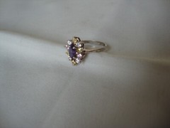 VINTAGE FLORAL PRONG SET AMETHYST PINK YELLOW CLEAR TOPAZ RING SILVER 925 SZ 6.5