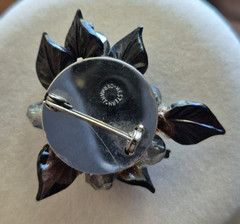 Vintage Western Germany Silver, and dark grey beaded brooch