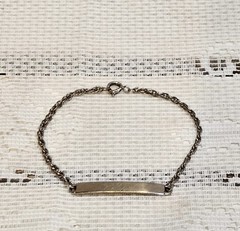Vintage Speidel USA ID Bracelet Silver Tone Engraved Intials *READ DESCRIPTION*