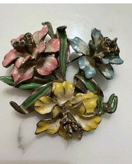 Vintage Pot Metal 1930s Floral Brooch Unsigned