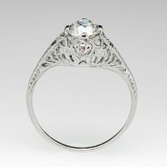 Art Deco Style Round Cut Lab Created Diamond 925 Silver Engagement Bridal Ring