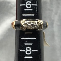 Vintage 18K HGE Gold Plated Black Enamel & Rhinestone Ring varied sizes