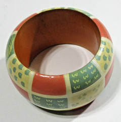 VTG & UP LOT 7 BRACELET BANGLE some CHUNKY WOOD red black brown silver gold tone
