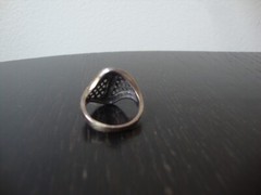 VINTAGE 1970-80s OPENWORK MARCASITE COCKTAIL RING STERLING SILVER STAMP 925 SZ 8