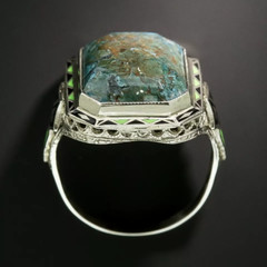 1930’s Vintage Art Deco Chalcedony (20 x 17 mm) Quartz In 925 Solid Silver Ring