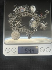 Sterling Silver 925 September 11 Memorial Charm Bracelet 7 Inches 54.4 Grams