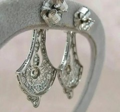 2.35Ct Art Deco Style Lab-Created Diamond Wedding Wear 14k White Gold FN Earring