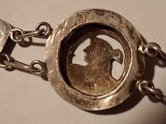 Vintage Egyptian Revival Silver Bracelet. Circular Panels Ornate Egyptian Motifs