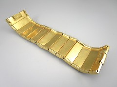 UNUSUAL 80’S YVES SAINT LAURENT GOLDTONE JET & CARNELIAN GLASS BRACELET