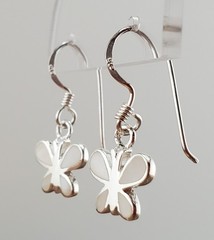 VTG 925 MOP Butterfly Earrings 1in Drop Sterling Silver Mother of Pearl Inlay