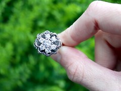 Vintage 0.66 Ct Diamond and 18k White Gold Cluster Ring, Circa 1950