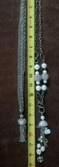 Lot of 2 Vintage Multi Strand Silvertone Tassel Necklaces