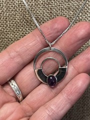 ONE OF A KIND SOUTHWESTERN ARTISAN STERLING SILVER AMETHYST STONE NECKLACE 18”