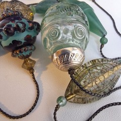 Chunky Bead Station Necklace Glass Plastic Metal Beads Boho