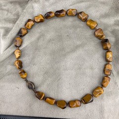 Vintage Tigers Eye Stone Necklace Sterling Silver Clasp 19”