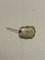 Vintage Art Deco White Mother of Pearl Inset Paste Stone Goldtone Brooch