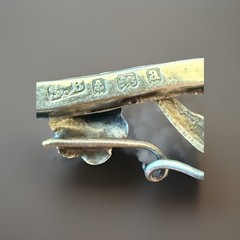 Victorian English Sterling & Rose Gold “Sweetheart” Pin/Brooch, Birmingham 1900