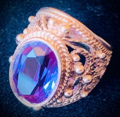 14K 583 Gold Gemstone Ring +Earrings Vintage Made in Former USSR Ring Size 16.5
