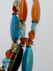✨VINTAGE✨ EsMor Bohemian Painted Bead Necklace 3 Strands Hand Strung Fabulous