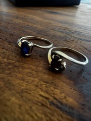 VTG 10K Yellow Gold Two Rings Toi et Moi Ruby Sapphire Ring Set sz 4.25 2.39 Gr