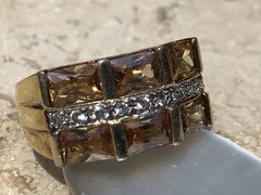 ✨🍂💛VINTAGE Stamped 925 STERLING SILVER 12K GOLD VERMEIL CZ Pavé Baguette Ring✨