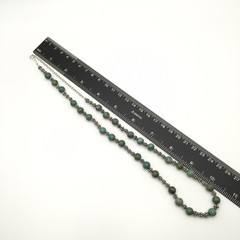 32.8g Handmade Sterling Silver & 8mm Green Turquoise Necklace 20″ #55