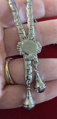 Vintage Silvertone Bolo Necklace Lariat-style Chain Flower Slider Closure 26”