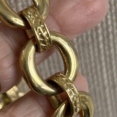 Vintage Erwin Pearl Modernist Deco Gold Tone Heavy Link Necklace 18″ Long READ