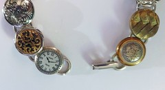 Vintage Silver/Gold/Brass/Copper Assorted Metal Button/Paris Watch Face Bracelet