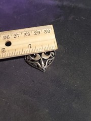 Signed Jezlaine Ornate Scroll Filigree Heart Brooch Pin
