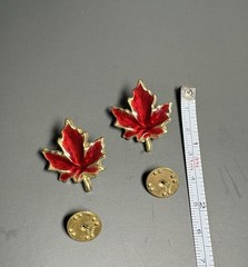 Vintage BALLOU Signed Red Enamel Canadian Maple Leaf Lapel Pin Gold Tone