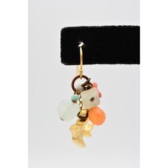 Vintage Beaded Earrings Dove Bird Brushed Gold Tone Multi-Color Dangle BinAB