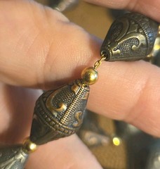 Vintage Napier Victorian Revival Necklace Faux Metal Barrel Beads Gold Tone…