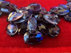 Vintage 1950s 1960s Montana Blue Heliotrope Rhinestone Flower Necklace