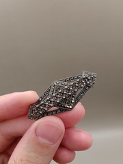 Judith Jack Marcasite Sterling Silver Brooch Pin Abstract