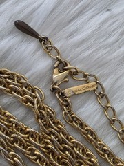 Vintage Casual Corner Gold Tone 34″ Long Chain Necklace Celtic Pendant Dangle