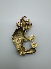 Colorful Enamel Clown Jester Flower on Shoe Brooch Pin VTG Retro Red Ball Nose