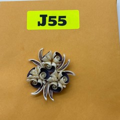 Antique Victorian Seaside Souvenir Brooch Purple Natural Shell Flower Pin J55