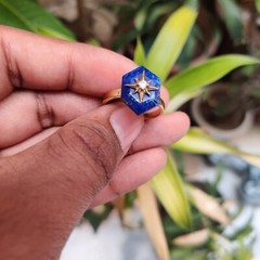 Lapis Lazuli Antique 925 silver vintage Victorian art deco handmade ring gift
